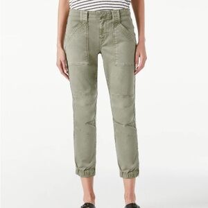 Frame Denim NEW Trapunto Moto Pant Washed Aloe Green $278. (15in)